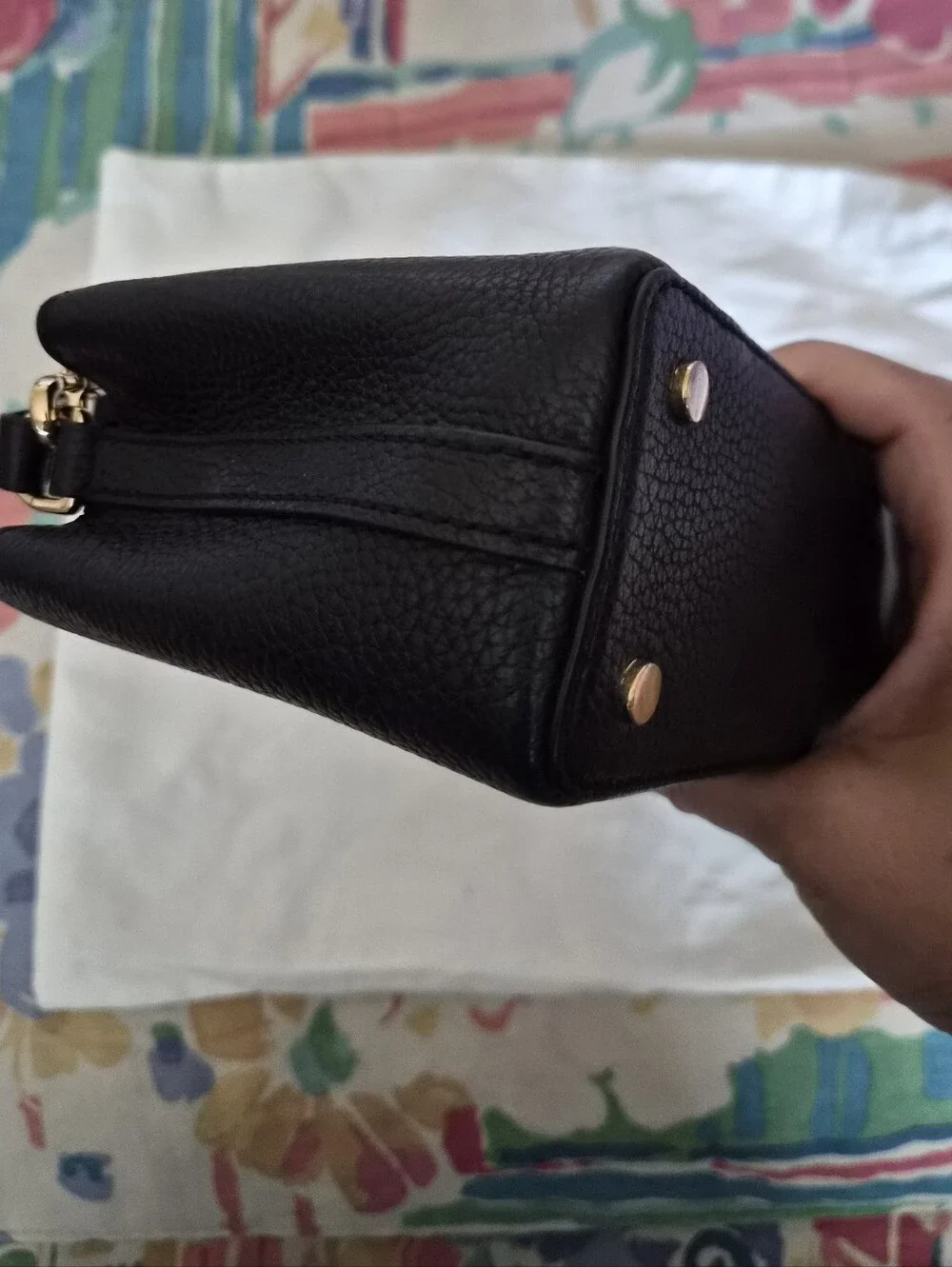 Tory Burch Mini Black Pebbled Leather Crossbody Bag Gold Hardware